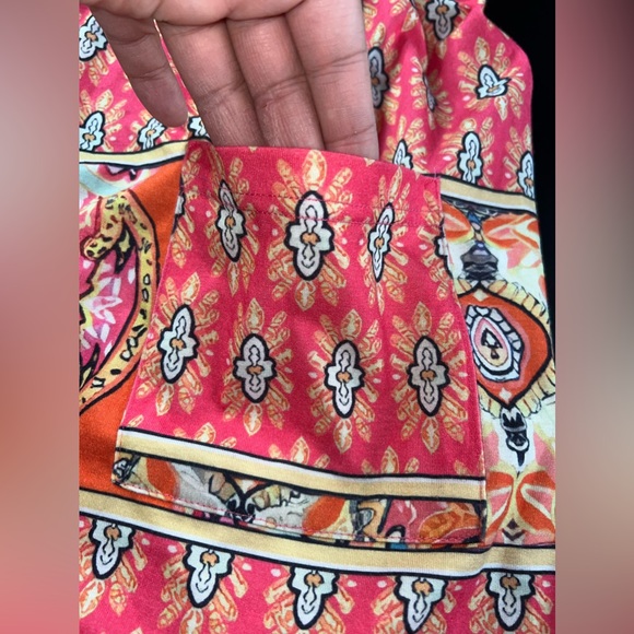 Brand Unknown Boho Cinch Waist Tie Straps Dress With Pockets Size Large EUC - Picture 2 of 5